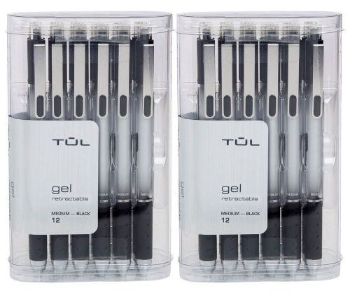 TUL Retractable Gel Pens 0.7mm Medium Point Black Bundle (2 12-packs)