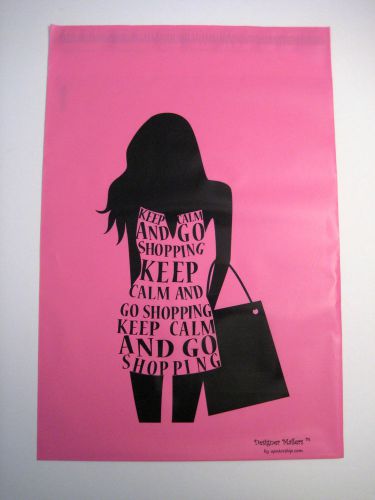 1 10x13 Poly Designer Mailers Pink Keep Calm And Go Shopping Shipping Envelope