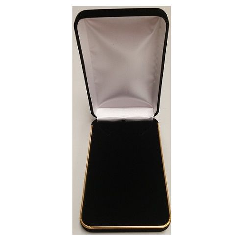 Classic Black Velvet Metal Necklace Jewelry Gift Box With Gold Brass Trim