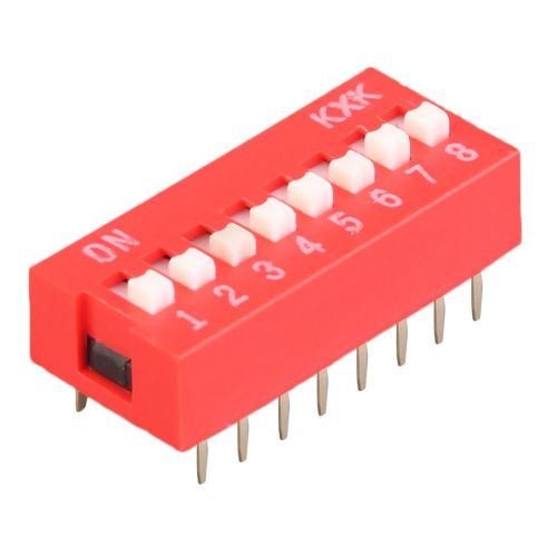 1 Piece Slide Type Switch Module 2.54mm 8-Bit 8 Position Way DIP Red Pitch F5