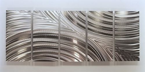 Silver contemporary modern metal wall sculpture home decor art - synchronicity for sale