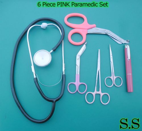 6 Piece PINK Paramedic Set - Diagnostic EMT Nursing EMS Emergency Sprague