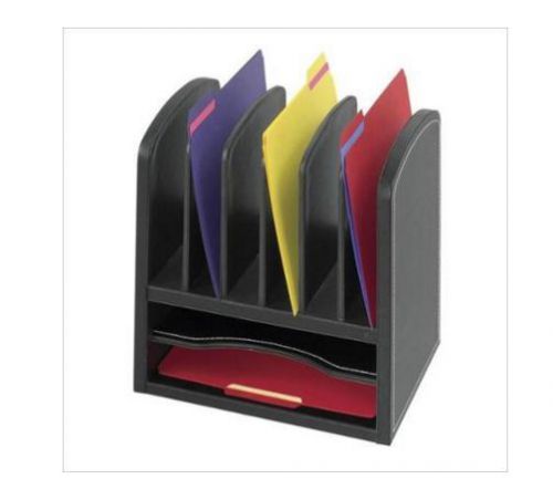Leather Look Organizer 2 Shelves and 6 Slots with 2 Horizontal Compartments