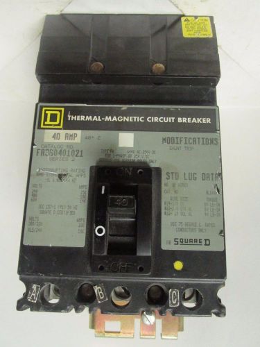 Square d 40 amp 3 pole i-line circuit breaker w/ shunt fa360401021  ....  vd-228 for sale