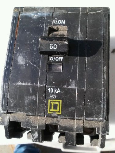 Square d qo360 circuit breaker 60amp 3pole 240v hacr bd for sale