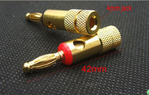 2PCS Gold Plated 4mm Banana Plug for Musical Speaker 4mm Cable Wire BINDING POST