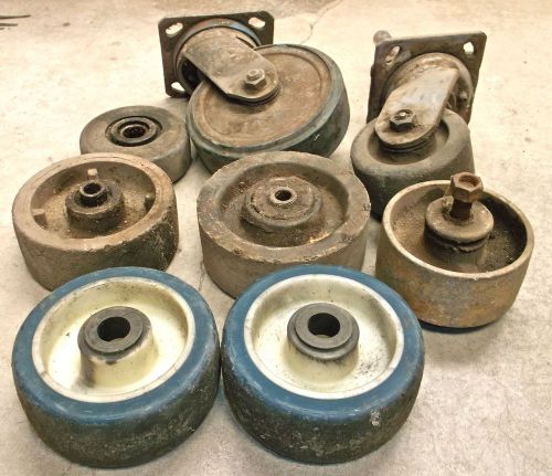 Lot of 8 Miscellaneous Used Wheels and Casters, Various Sizes, Makes, etc.