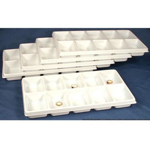 5 White 10 Compartment Jewelry Tray Inserts 1 3/8&#034;