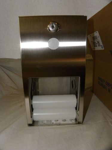 Bradley 5402 stainless steel locking double roll toilet paper dispenser nib for sale