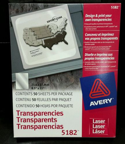 1 box Avery #5182 Laser Transparencies 8.5&#034; x 11&#034; (50-Sheets Total)