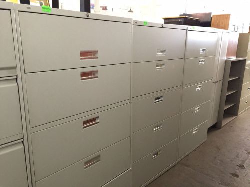 LOT OF 3 5 DRAWER LATERAL SIZE FILE CABINETS by HON OFFICE FURN MODEL 685L