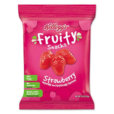 Fruity Snacks, Strawberry, 2.5oz Bag, 48/Carton 29668