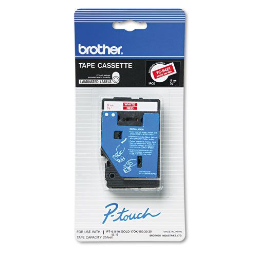 Brother P-Touch TC Tape Cartridge, 3/8w, White on Red - BRTTC54Z1
