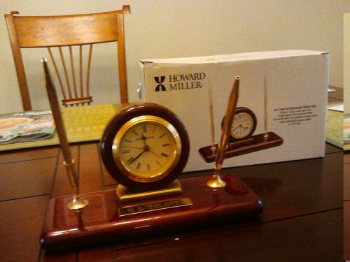 Howard Miller Rosewood Pens &amp; Clock Desk Set #613-588_Very Nice!!
