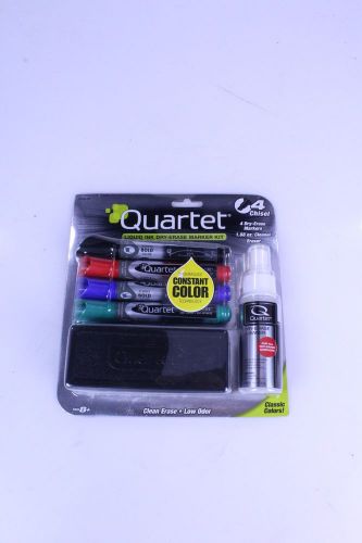 New quartet dry-erase marker kit liquid ink chisel point 4-pack cleaner &amp; eraser for sale