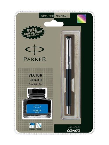 BEST PRICE Parker Vector Mettalix Chrome Accents Fountain Pen (Black)