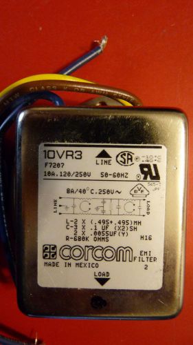 Corcom EMI FIlter 10VR3 F7207 10A 120/250V (NEW)      /JK-CON