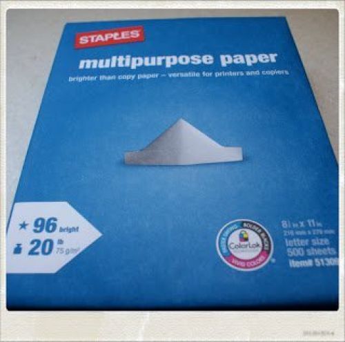Staples Multipurpose Copy/Fax/Laser/Inkjet Printer Paper, 96 Brightness, 20 lb,