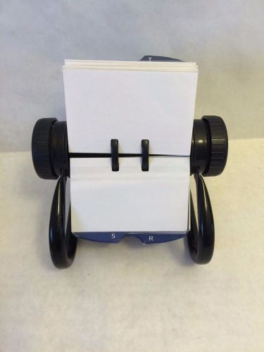 Vintage Rolodex Black Metal Open Rotary File With 4&#034; x 3&#034; Cards and Dividers