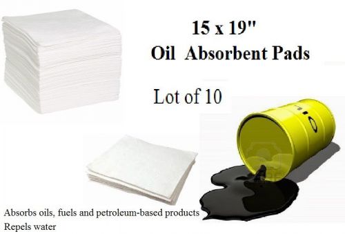 Oil Absorbent Pads, Heavyweight  15&#034; x 19&#034; - Top Quality Lot of 10