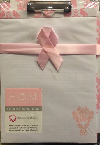 Breast Cancer Awareness Clipboard &amp; Notepad Pink White Gift Set Stationery Set