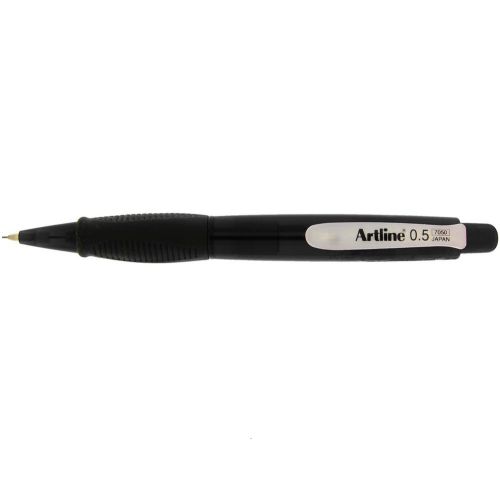 Artline 7050 Black Mechanical Pencil 0.5mm Rubber Grip Eraser Refillable