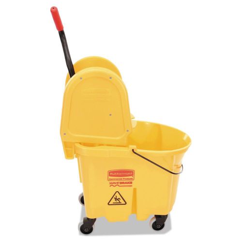 Rubbermaid commercial wavebrake 35 quart bucket wringer yellow rolls movable for sale