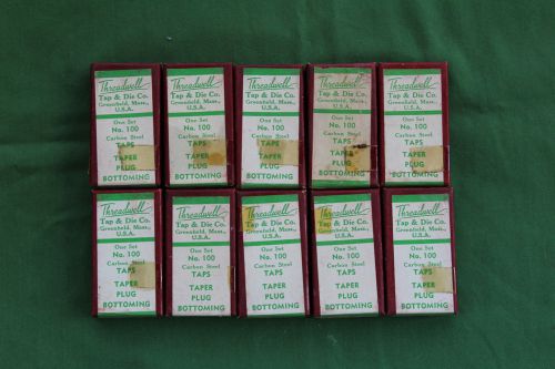10 boxes nos threadwell 1/8-40 taps 3pc set taper plug bottoming no. 100 lot for sale