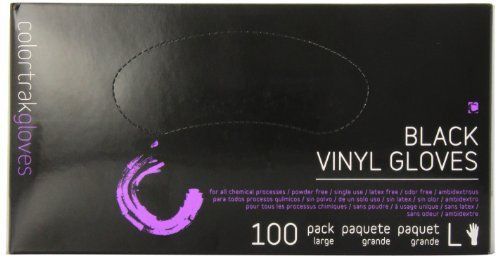 Colortrak Disposable Latex-free vinyl Gloves Black Large 100 Count 2 Pack Wear