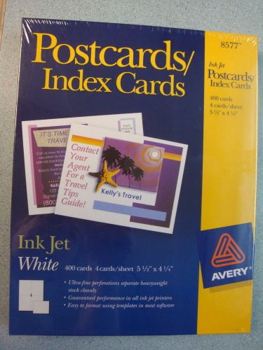 Avery Postcards /Index Cards,makes 400 cards, NEW, NEVER OPENED!  #8577 ink jet