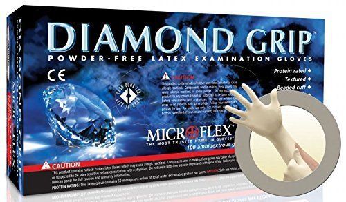 Microflex MF-300-M Powder Free Diamond Grip Latex Gloves Medium 100 per/Bx