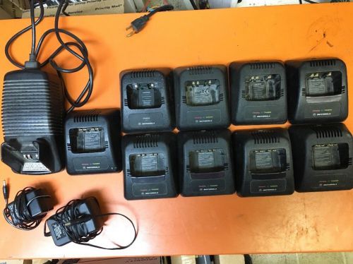Lot of 10 motorola charger for ht1000 mt2000 mts2000 jt1000 mtx8000 &amp; ac adapter for sale