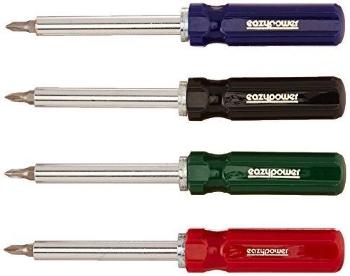 Eazypower 79663 12-Pack Black, Blue, Green, Red Mini 4-in-1 Phillips/Slotted