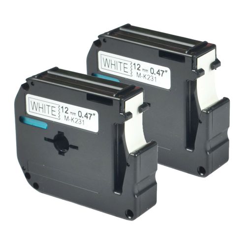 2pk black on white compatible for brother p-touch label m231 mk231 pt-65sb pt-65 for sale
