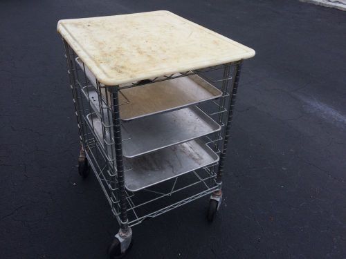 Portable Wire Prep/Pan Rack Assembled with cutting board top 35.5&#034; x 26&#034; x 21&#034;