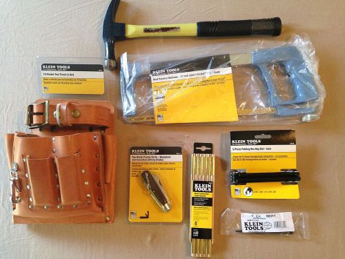 New klein tools apprentice kit 19 piece w/ leather belt &amp; canvas tool bag for sale