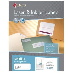 Maco ML-3000 Address Labels 1&#034; x 2-5/8 --30 to The Page 150,000 Labels