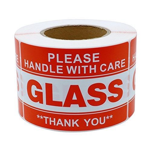 Hybsk 2&#034;*3&#034; Handle With Care Thank you Glass Stickers Adhesive Label 300 Per