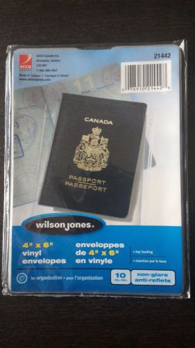 Acco wilson jones 4” x 6” vinyl envelopes/passport covers (package of 10) for sale
