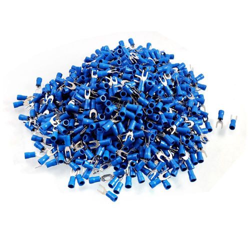 uxcell 1000 Pcs SV2-4M AWG 16-14 Blue Pre Insulated Fork Terminals Connector