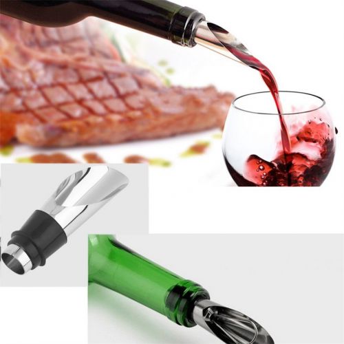 Stainless Steel Wine Server Bottle Pourer Spout Pour Cap Easy Serve Funnel HO