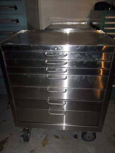 Kennedy Stainless Steel Silver Rolling Cabinet 29x20x35 Class 100 Cleanroom 7 Dr