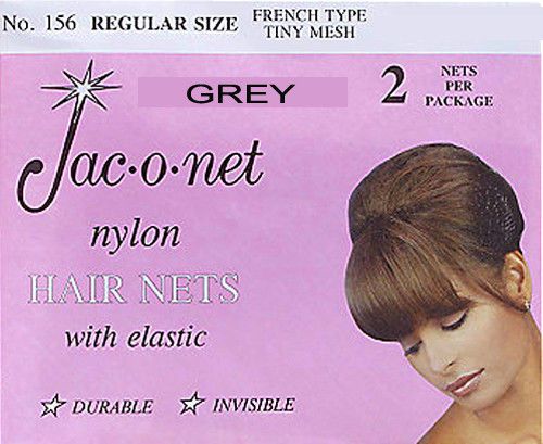 Jac-O-Net  #156  French Style  Invisible Hair Net  w/Elastic (2) pcs.   Grey