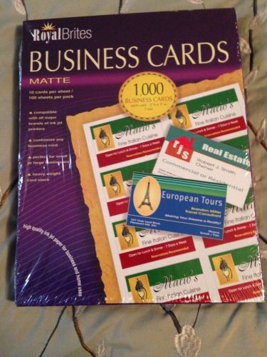 Royal Brites 28992 Make Your Own Business Cards 1000 Matte Cards (Made In USA)