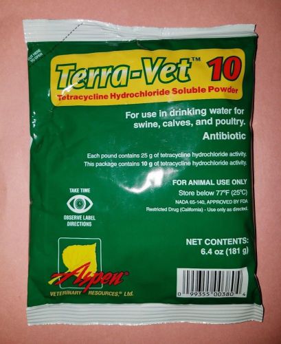 Terra-vet 10 soluble powder 6.4 oz swine,calves,and poultry exp 06/2020 for sale