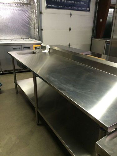 John boos 30&#034; x 96&#034; table with sink - 16 ga s/s - brand new! for sale