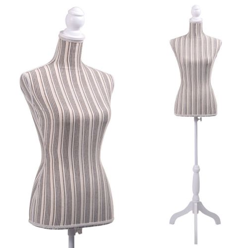 Stripe Female Mannequin Torso Clothing Display S/ Stripe Tripod Stand New