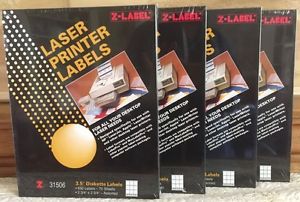 4 BOXES 3.5” DISKETTE LASER PRINTER LABELS 630- 70 SHEETS ASSORTED COLORS 31506