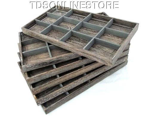 6 pack of rustic coffee color bead sorting tray with 12 slots 1&#034; deep for sale