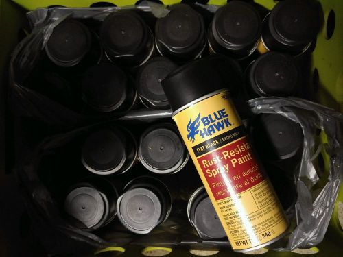 Blue Hawk Rust-Resistant Spray Paint Flat Black 12oz cans lot wholesale